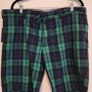 Plaid Green and Blue Men's Shorts